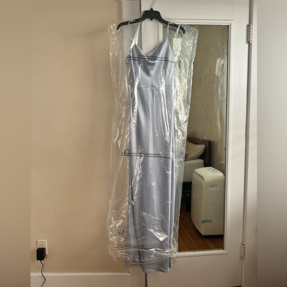 Jenny Yoo bridesmaid dress - Sylvie style in luxe satin & whisper blue - Picture 3 of 5